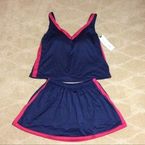 Blue and Red Swimsuit tankini with Flowing Fit.